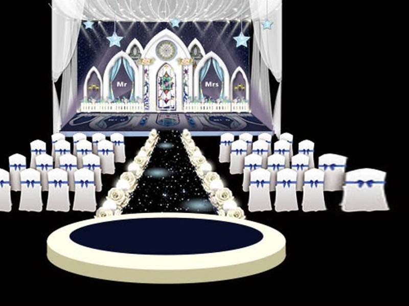 أحدث زخرفة المسرح الملكي منخفضة الميزانية لحفل الزفاف في الكنيسة
